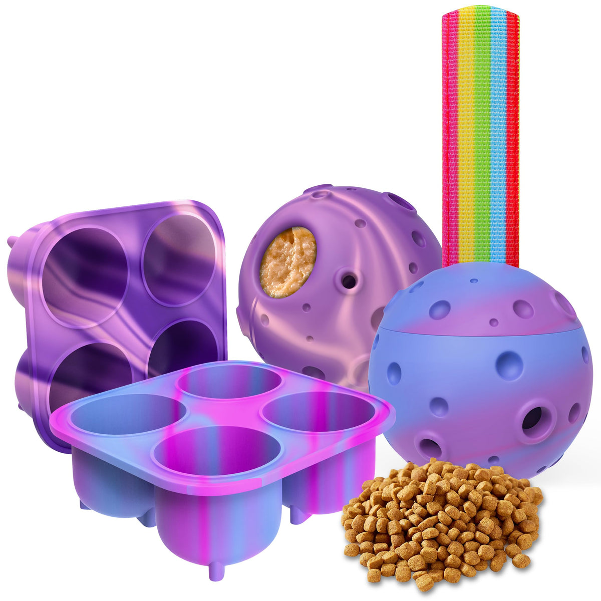 2 Pack Interactive Dog Toys Treat Dispensing Dog Toys To Keep Them Busy 2 In 1 Dog Toy Refillable Homemade Freezable Dog Food With Cleaning Brush Reduces Anxiety Dog Chew Toy for Indoor and outdoor