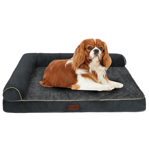 Dungwei Orthopedic Dog Beds Medium Sized Dog Pet Sofa Bed with Removable Washable Cover Egg Foam Support Bolster Cushion for Comfortable Sleep Non-Slip Bottom 39" x 23" x 7" Dark Gray