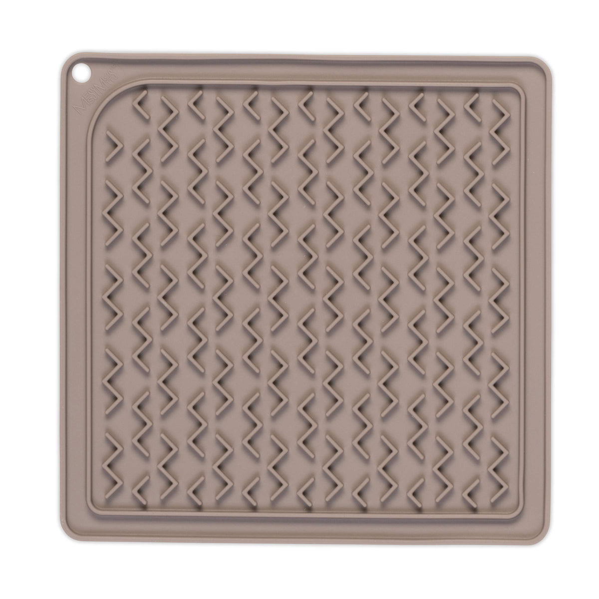 Messy Mutts Silicone Therapeutic Interactive Feeding and Licking Mat | 8” x 8” | Slow Feeder for Boredom & Anxiety | Lick Pad for Cats & Small Dogs | Grey