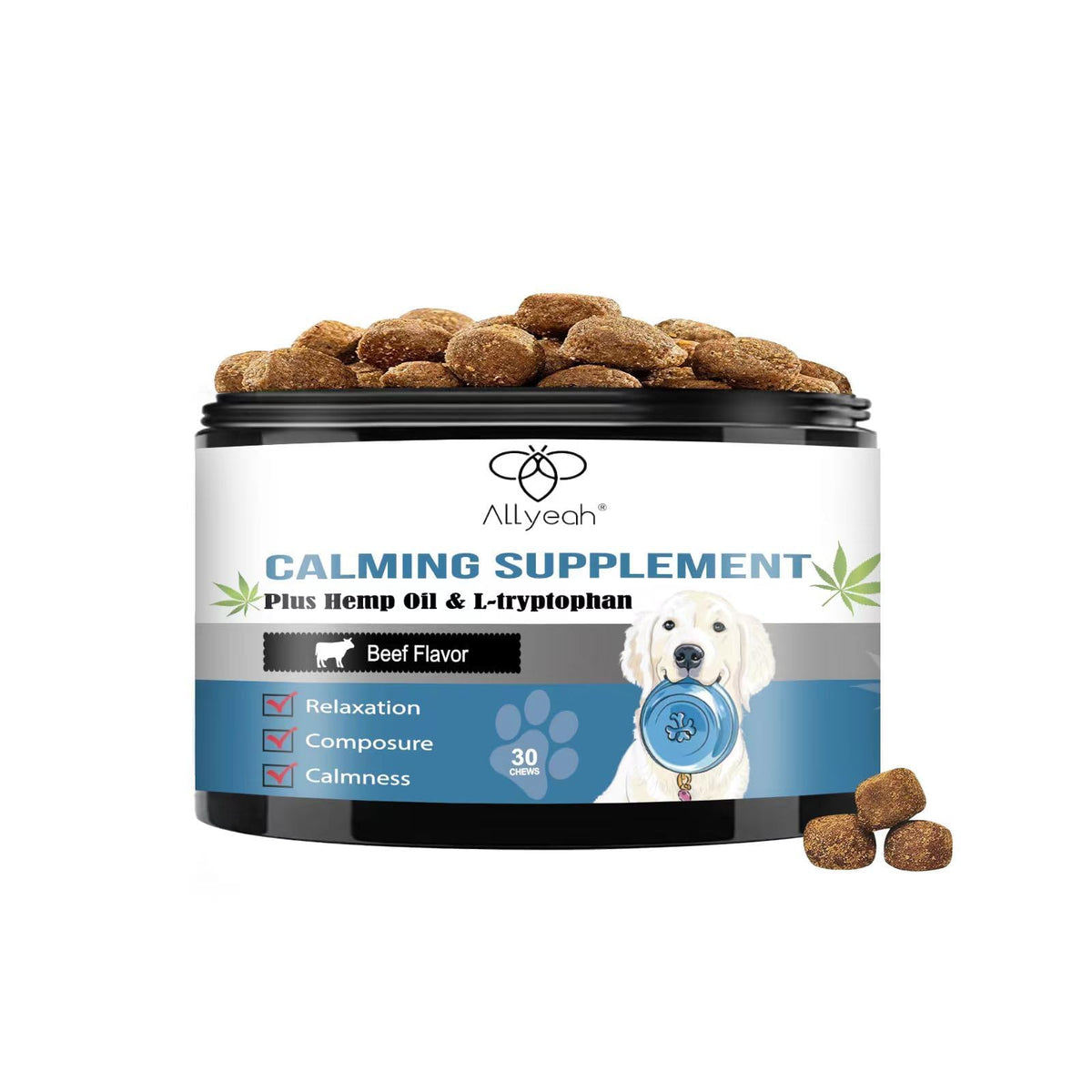 Calming Chews for Dogs Treats Hemp Calming Dog Anxiety Relief Natural Ingredients Helps with Dog Anxiety Stress Relief Separation Barking Thunderstorms