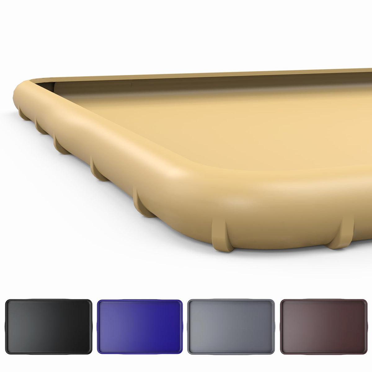 SMILOOL Silicone Pet Feeding Mat with Raised Edge 19"x12"x0.8" Dog Cat Bowl Mats for Food and Water Pet Placemat for Floors Waterproof Beige