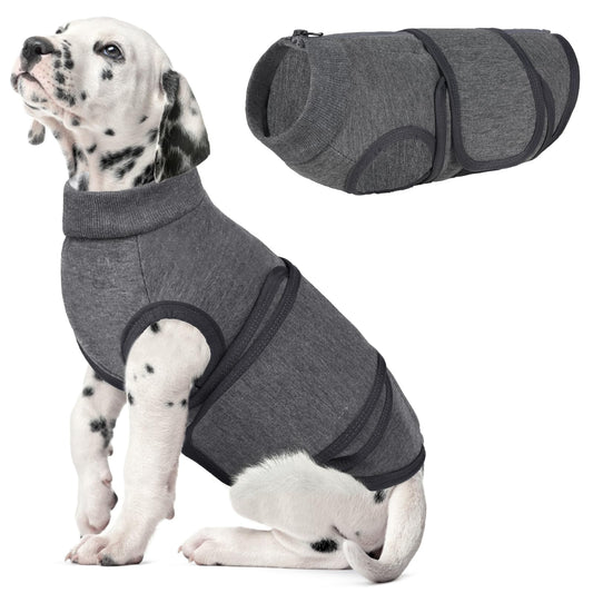 KOESON Dog Anxiety Vest Jacket Comfort Dog Calming Vest Adjustable Relief Coat for Dogs Anti-Anxiety Shirt Pet Thunder Jacket Dog Anxiety Relief Wrap for Thunderstorm Fireworks Separation Grey L