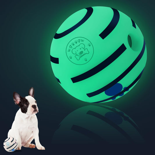 Squeaky Ball for Dogs Interactive Glow Ball Dog Toys Glow Dog Ball Dog Toys for Small Dogs Durable Wiggle Ball Dog Toy for Relieve Anxiety Fun Engaging Sounds Puppy Ball- 3.15inch